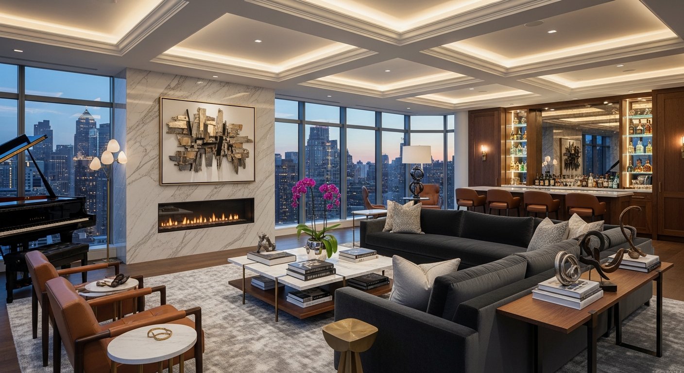 Luxury penthouse living space
