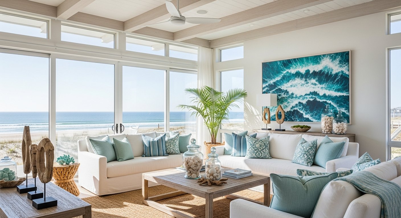 Modern coastal beach house interior